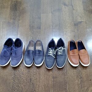 Men's Casual Leather Shoes - Blue, Gray, and Brown